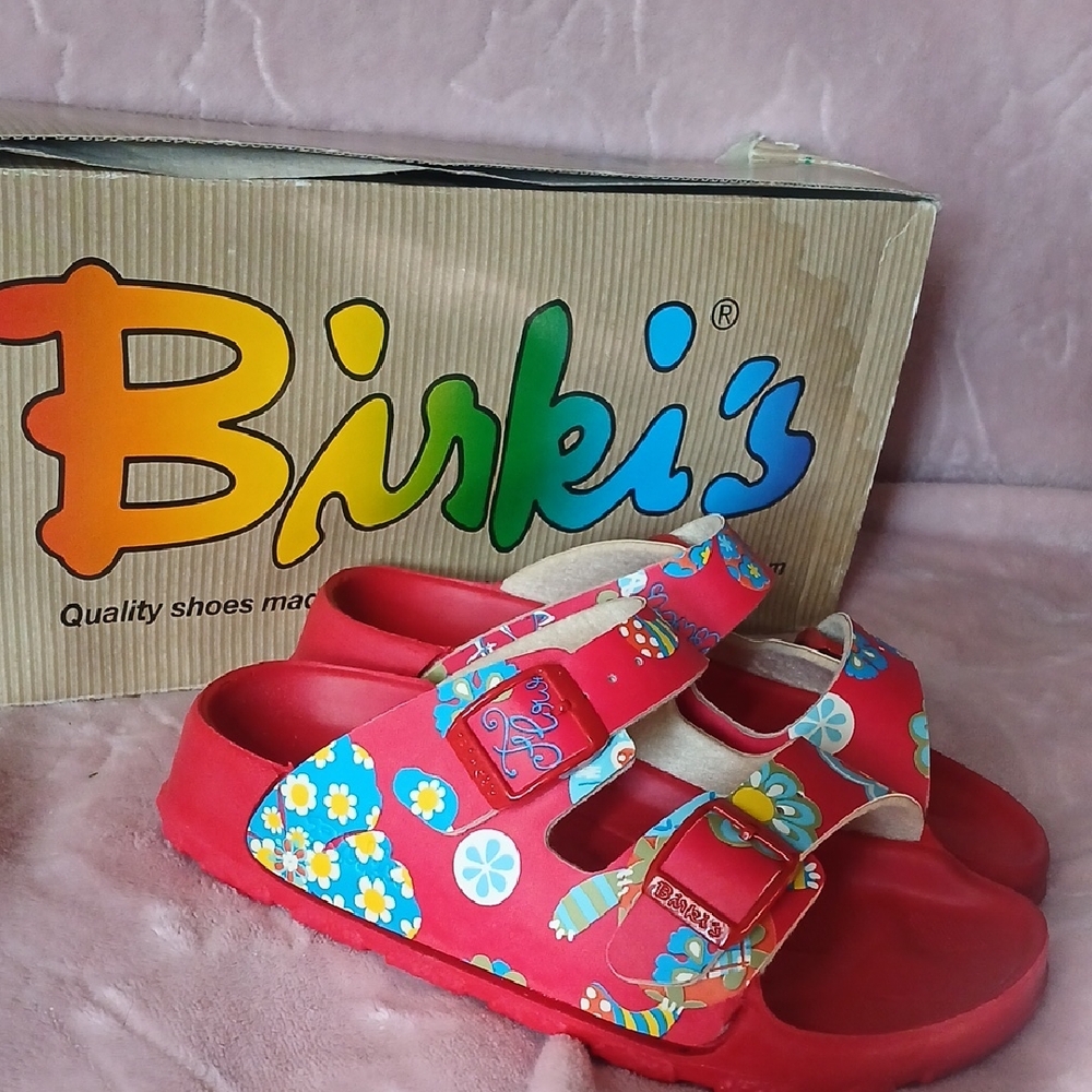Birki's Kids Floral Red Sandals